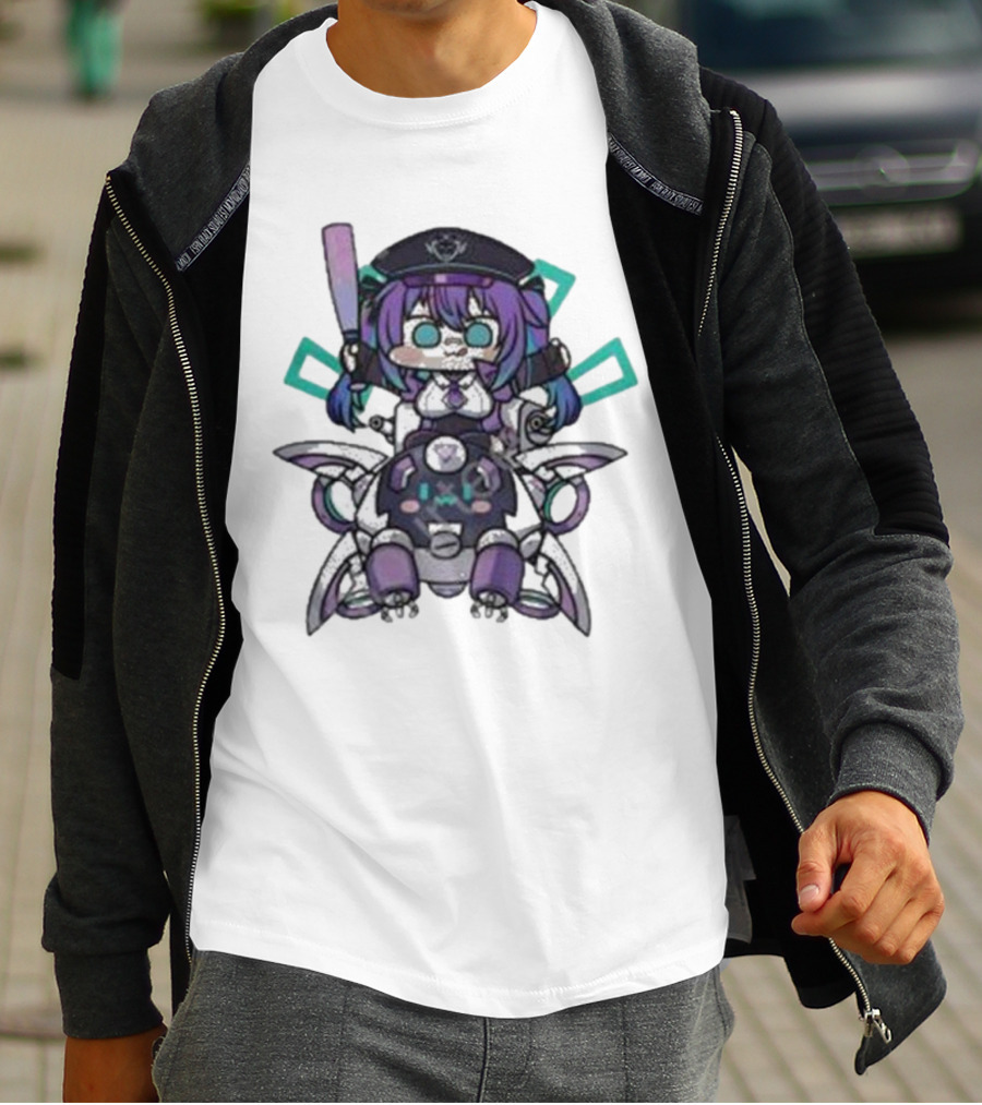 Lewd Cadet Chibi Friendship Purple Robot Companion T-Shirt