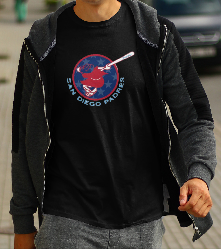 San Diego Padres Patriotic Stars Red Swinging Friar T-Shirt