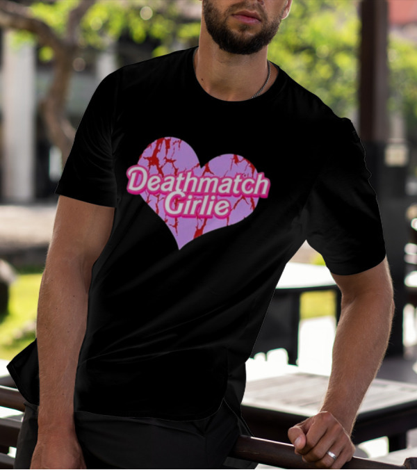 Deathmatch Girlie Heart With Pink And Red Crack T-Shirt