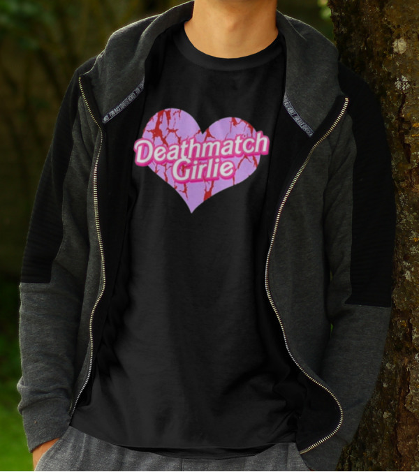 Deathmatch Girlie Heart With Pink And Red Crack T-Shirt
