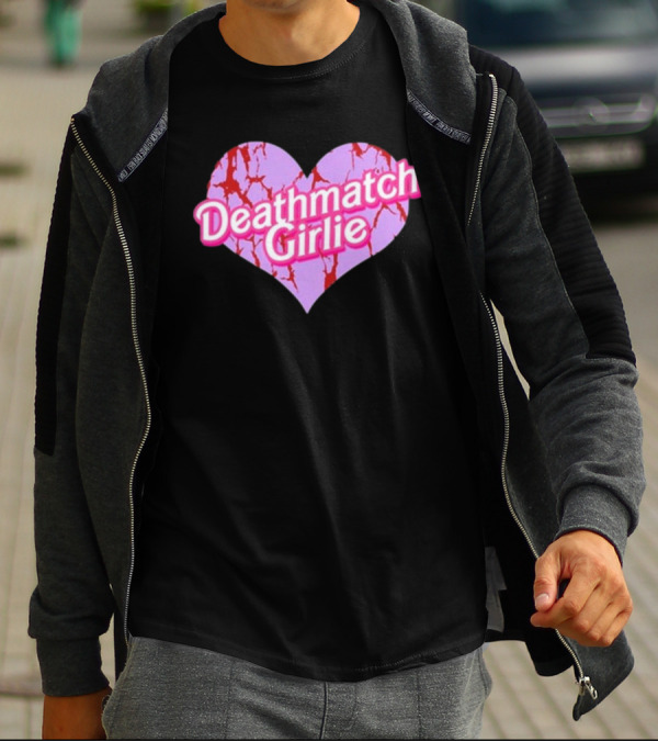 Deathmatch Girlie Heart With Pink And Red Crack T-Shirt