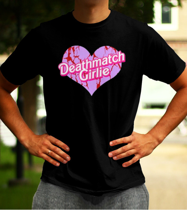 Deathmatch Girlie Heart With Pink And Red Crack T-Shirt
