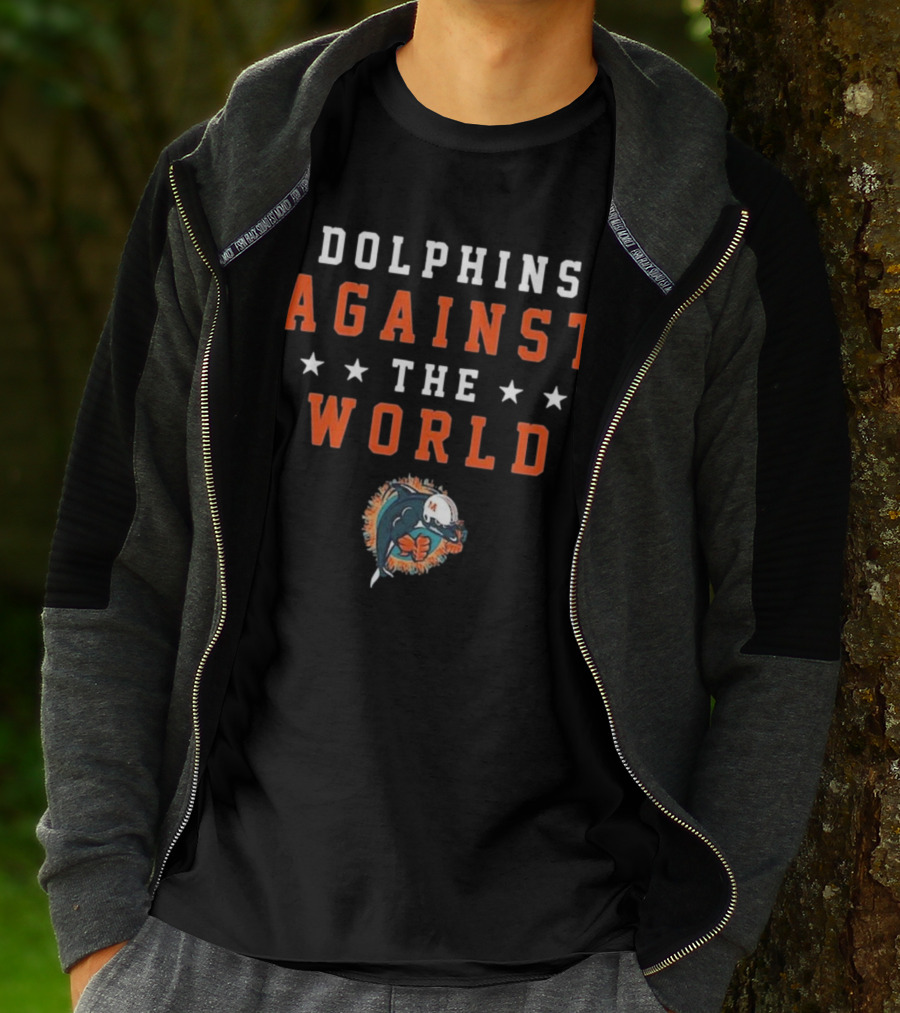 Dolphins Against The World Football Helmet Stars T-Shirt