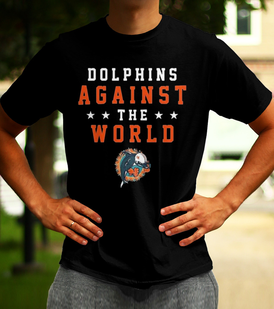 Dolphins Against The World Football Helmet Stars T-Shirt