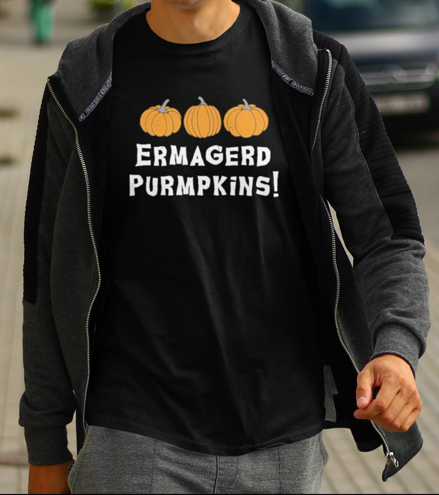 Ermagerd Purmpkins Pumpkins Trio Text Image T-Shirt