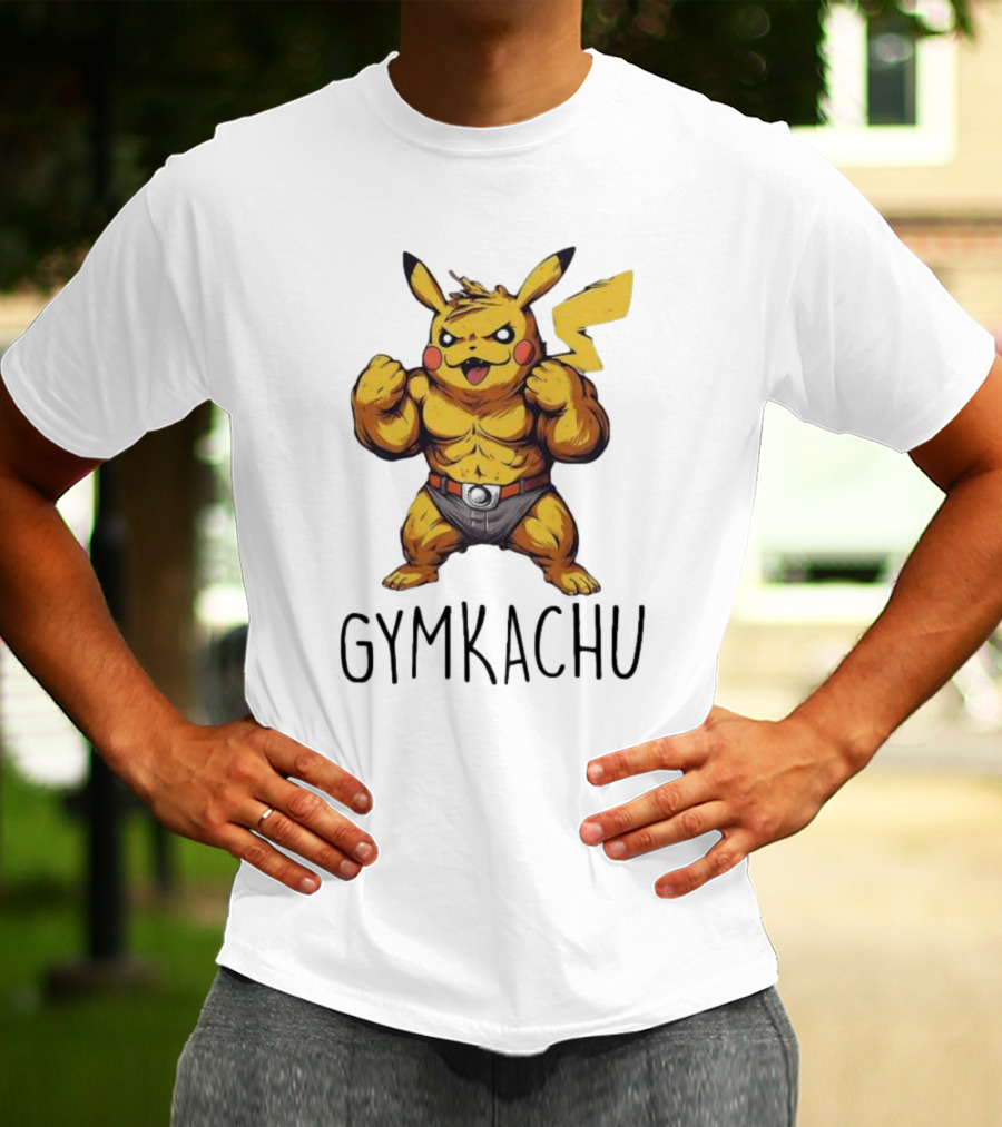 Pikachu Gymkachu Bodybuilder Fitness Pokémon T-Shirt