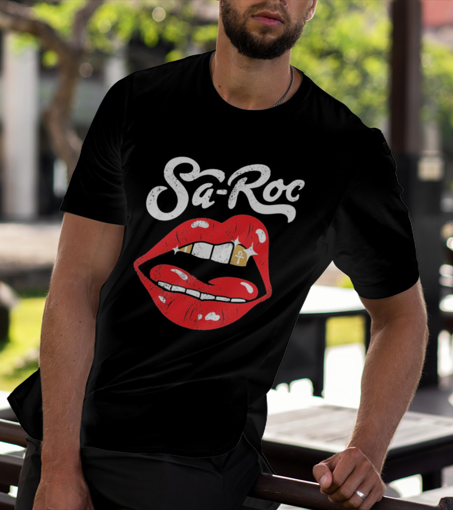 Sa-Roc Red Lips With Ankh Tooth T-Shirt