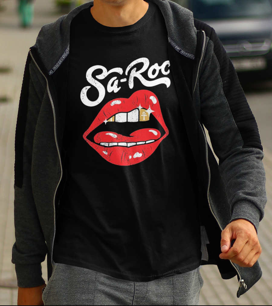 Sa-Roc Red Lips With Ankh Tooth T-Shirt