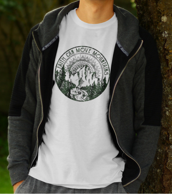 Faith Can Move Mountains Mandala Forest Scene T-Shirt