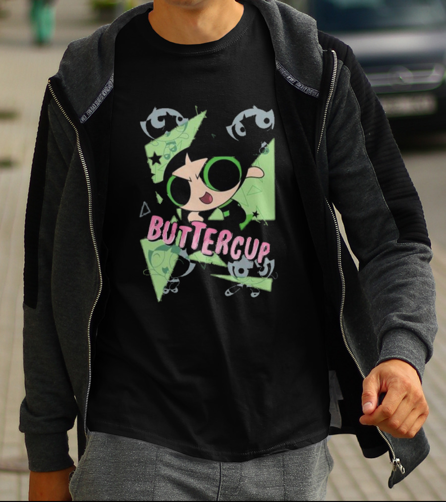 Powerpuff Girls Buttercup Moves CN Text And Symbols T-Shirt