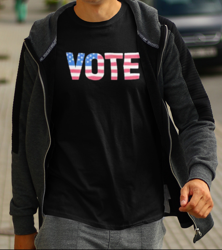 Vote United States American Flag Letters T-Shirt