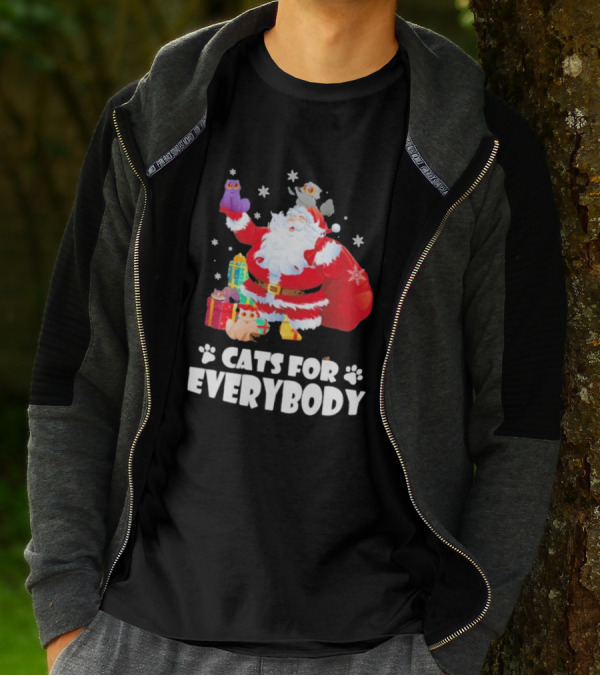 Santa Claus With Gift Cats For Everybody Fun Christmas T-Shirt