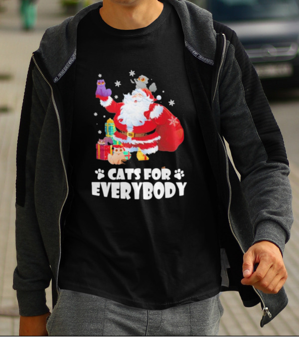 Santa Claus With Gift Cats For Everybody Fun Christmas T-Shirt