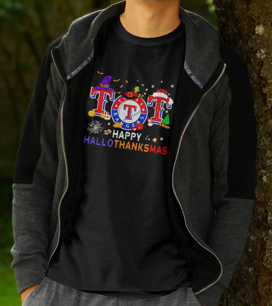 Texas Rangers Happy HalloThanksMas Holiday T-Shirt