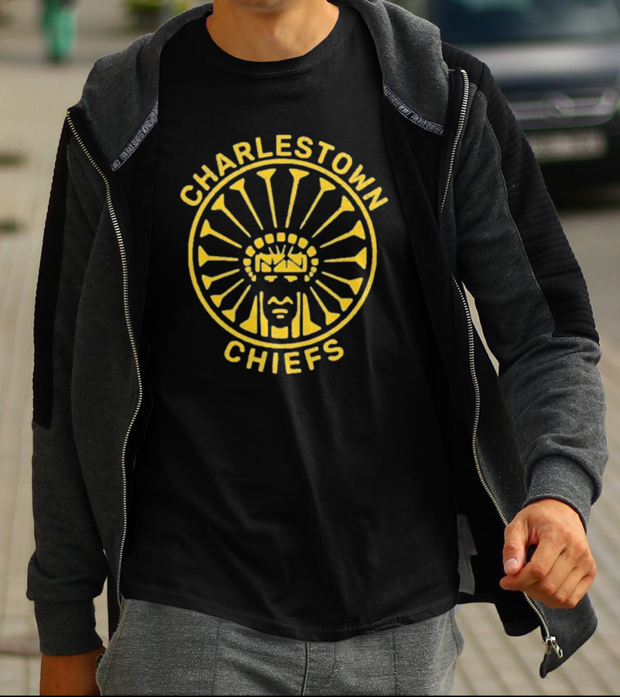 Charlestown Chiefs Yellow Native American Headdress Emblem T-Shirt