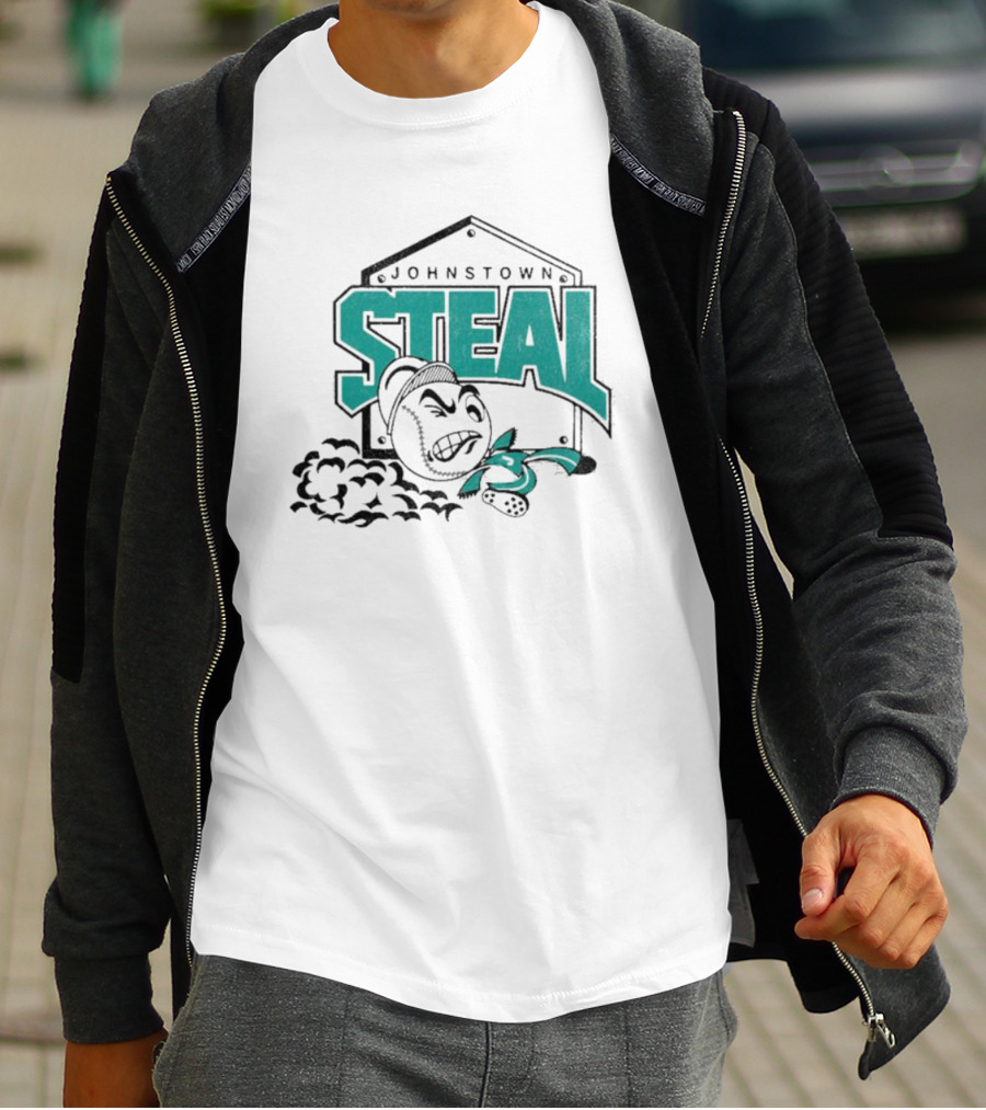 Johnstown Steal Baseball Running Baseball Character T-Shirt