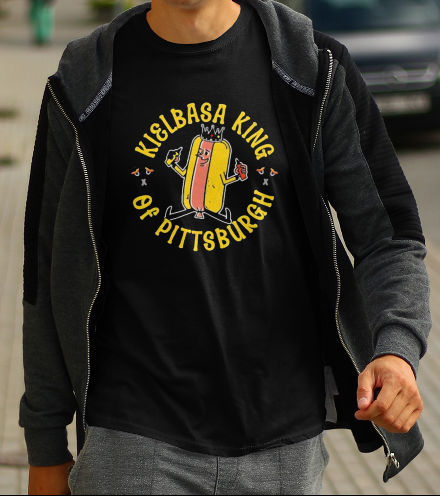 Kielbasa King Of Pittsburgh Crowned Hot Dog T-Shirt