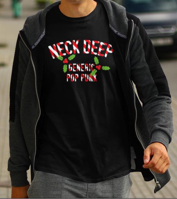 Neck Deep Candy Cane Text With Holly Generic Pop Punk T-Shirt