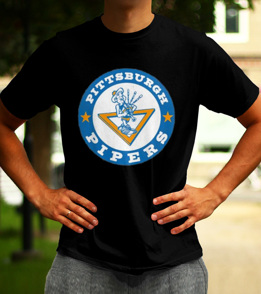 Pittsburgh Pipers Basketball Team Classic Logo With Bagpiper And Star Emblems T-Shirt