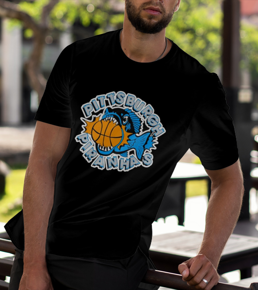 Pittsburgh Piranhas Basketball Team Logo Fish With Ball T-Shirt