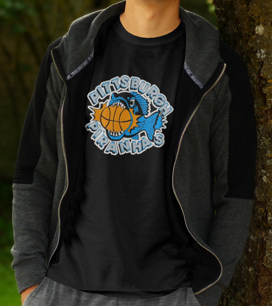 Pittsburgh Piranhas Basketball Team Logo Fish With Ball T-Shirt