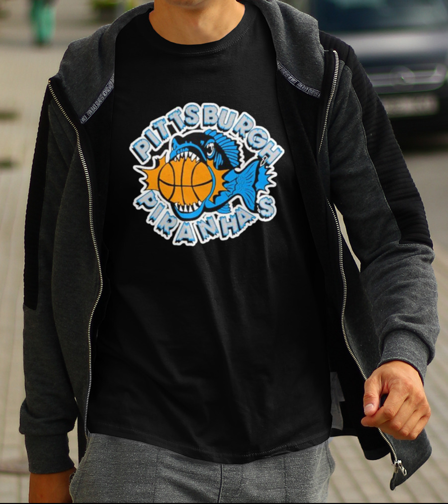 Pittsburgh Piranhas Basketball Team Logo Fish With Ball T-Shirt