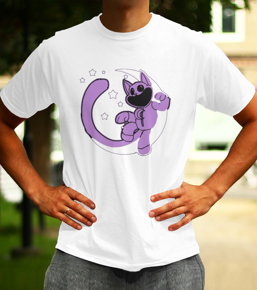 Poppyplaytime Catnap Moon Cute Starry Cartoon T-Shirt