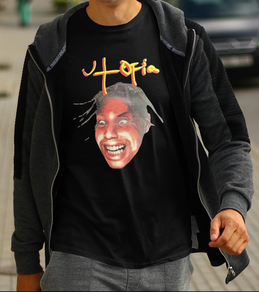 Travis Scott Utopia Grinning Face And Title T-Shirt