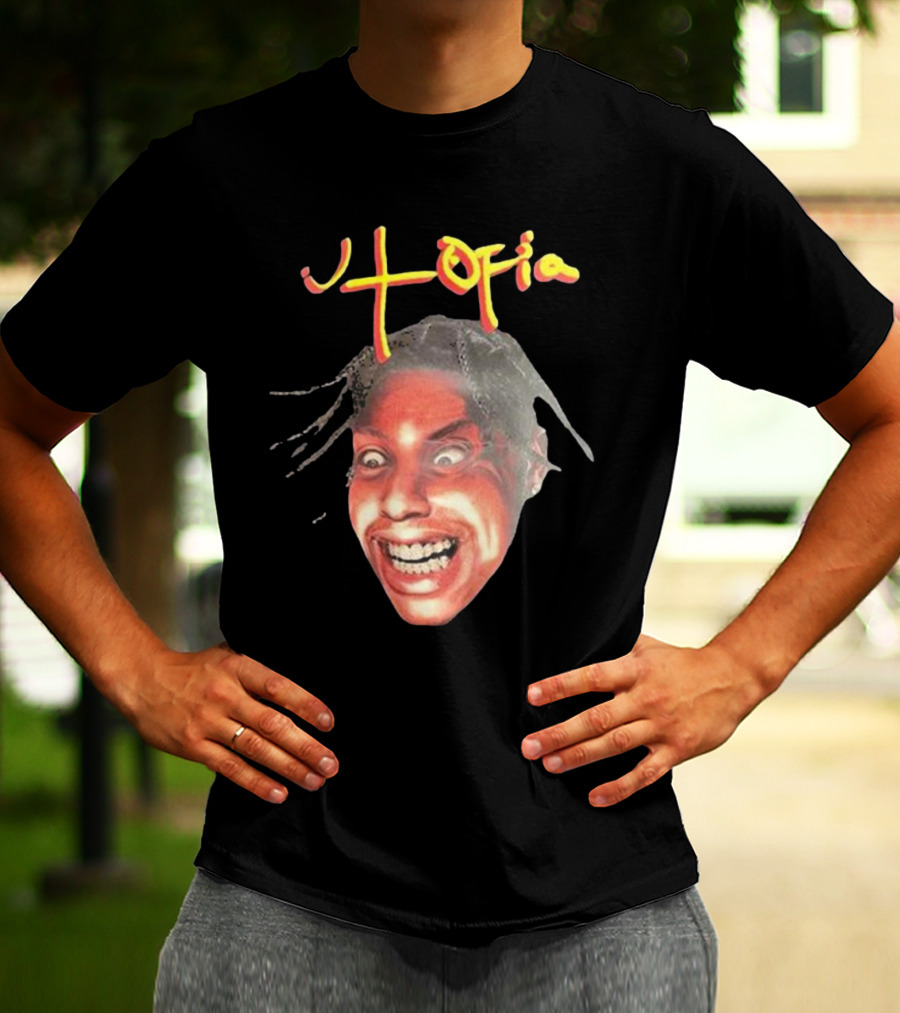 Travis Scott Utopia Grinning Face And Title T-Shirt