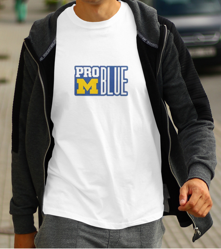 Pro Blue Michigan Wolverines Coach Jim Harbaugh T-Shirt