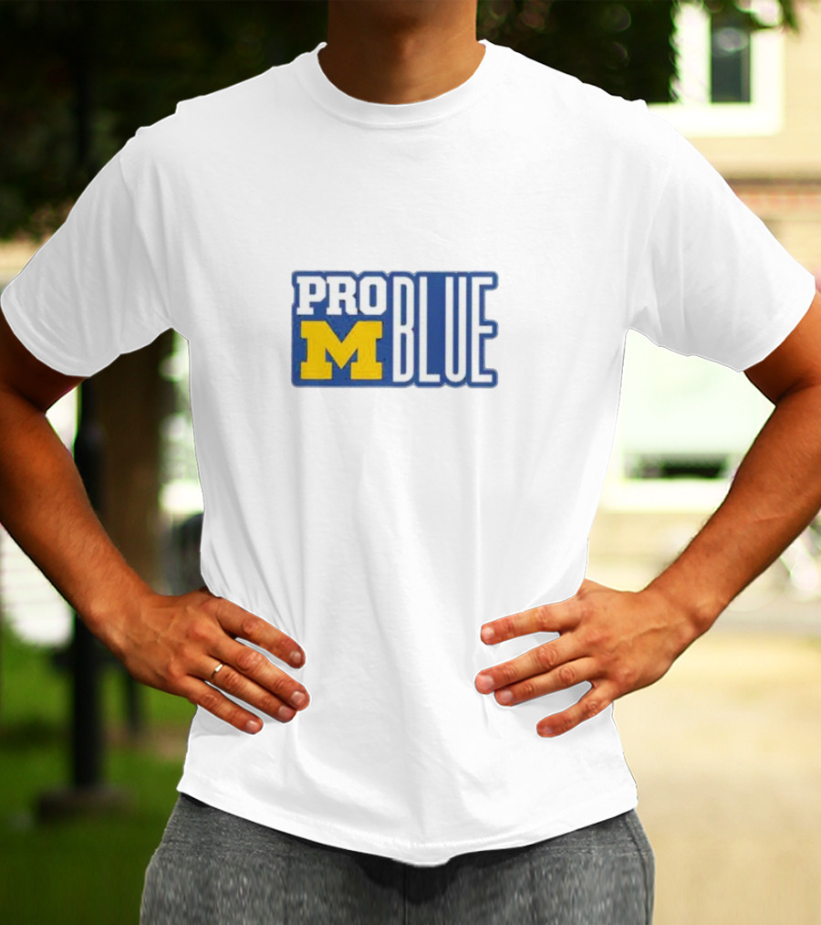Pro Blue Michigan Wolverines Coach Jim Harbaugh T-Shirt