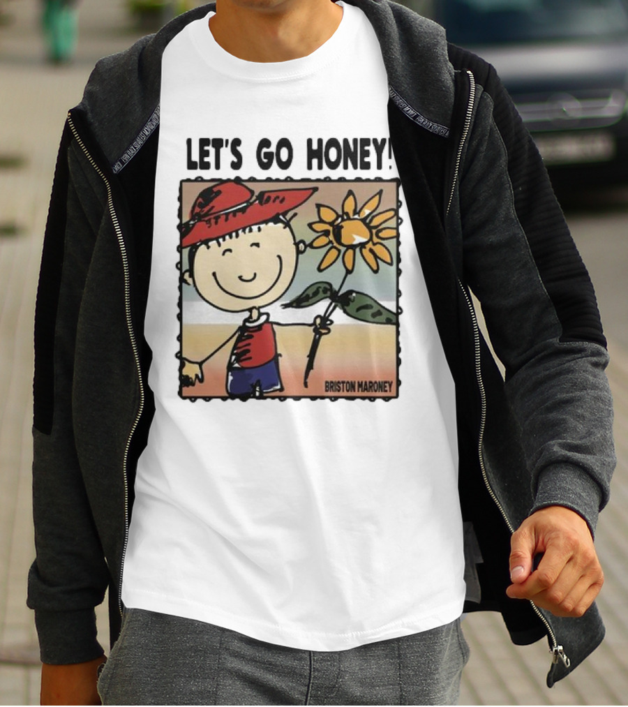 Briston Maroney Let's Go Honey Cartoon Figure With Sunflower T-Shirt
