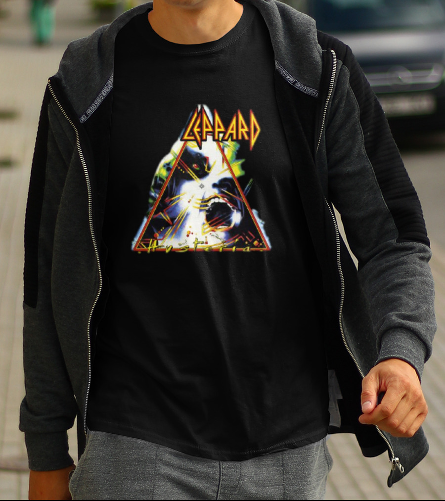 Def Leppard Hysteria Triangle Logo Rock Music Band T-Shirt