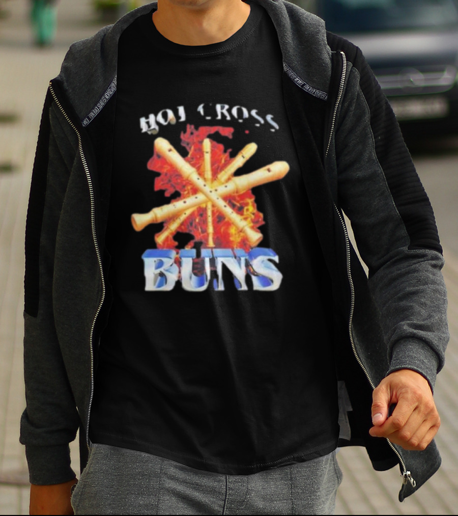 HOT CROSS BUNS Recorders Flame Crossed T-Shirt
