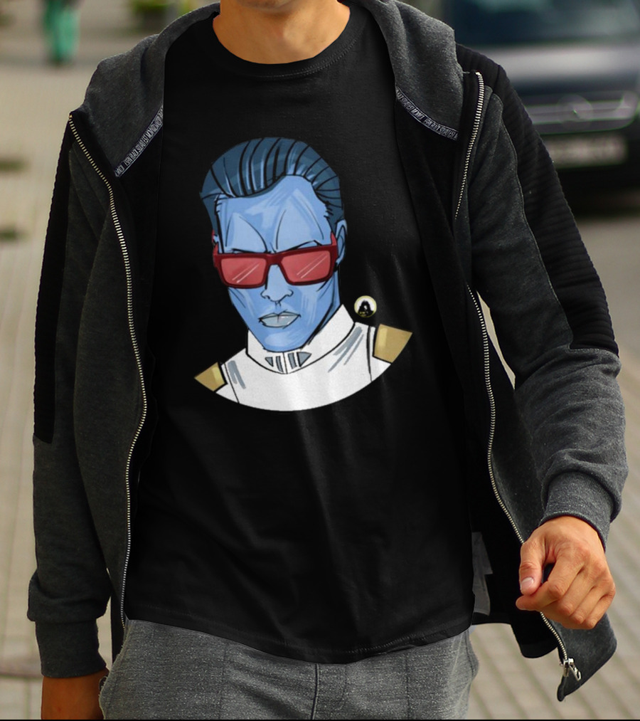 Starwarstheory Admiral Attitude Blue Character With Red Sunglasses T-Shirt