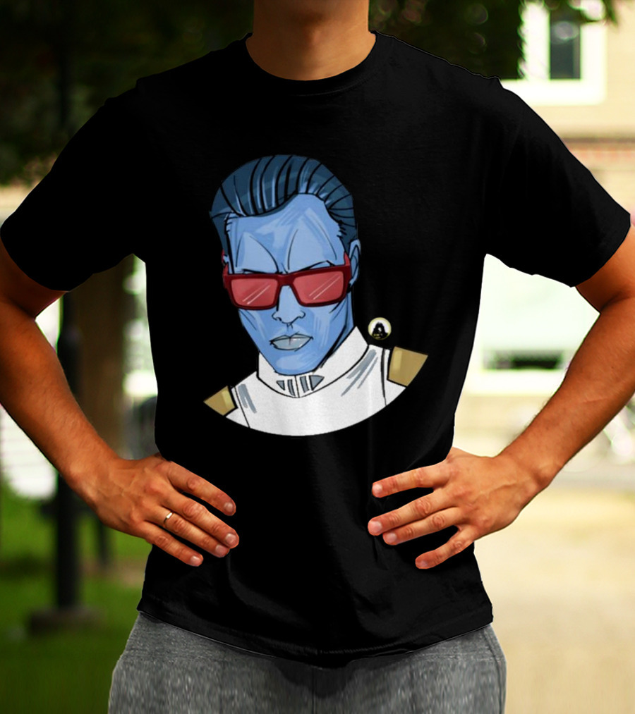 Starwarstheory Admiral Attitude Blue Character With Red Sunglasses T-Shirt