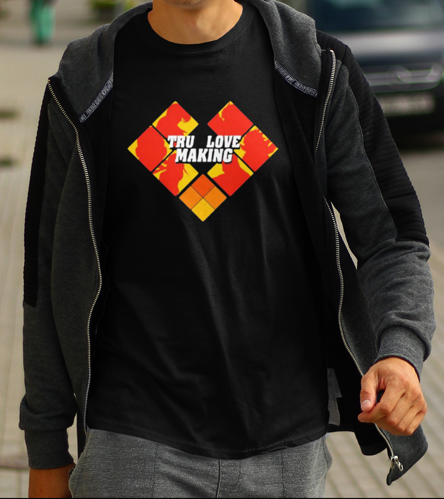 TRU LOVE MAKING Red And Yellow Geometric Heart T-Shirt