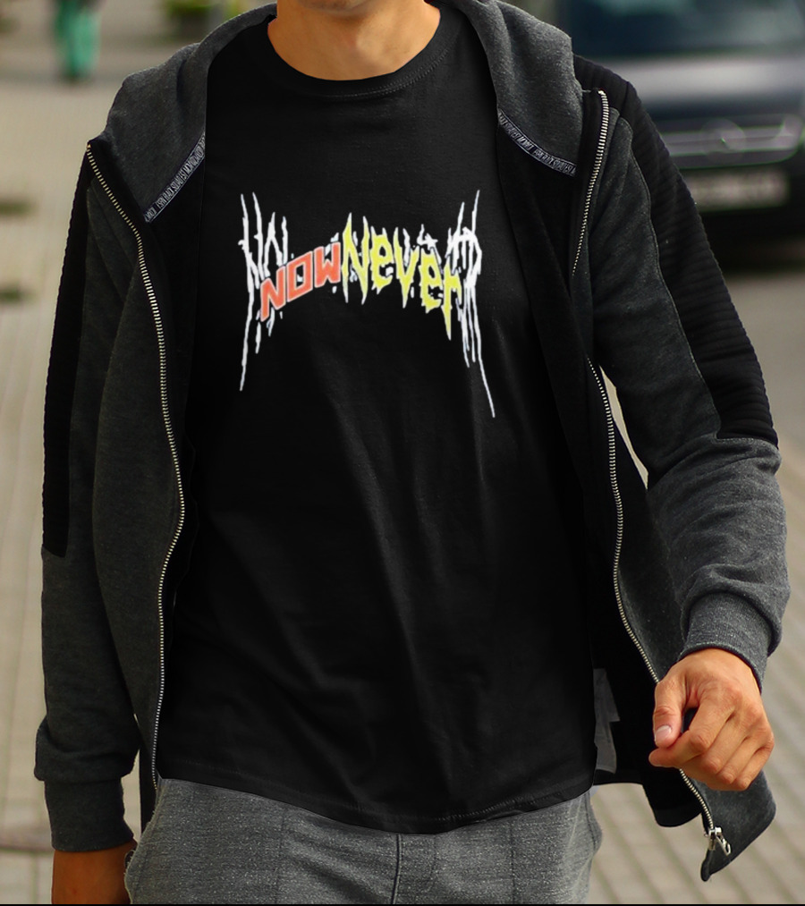 Xplr Now Never Band Text In Stylized Distorted Font T-Shirt