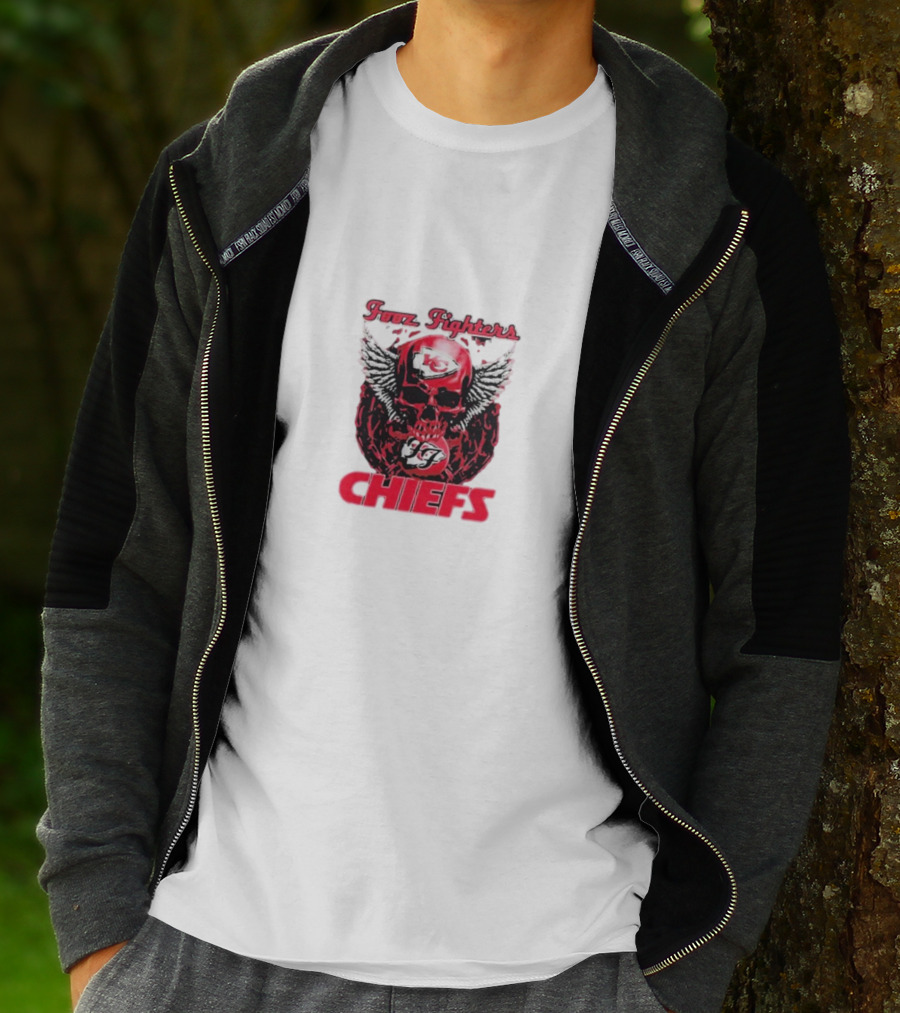 Fooz Fighters Kansas City Chiefs Skull Wings T-Shirt