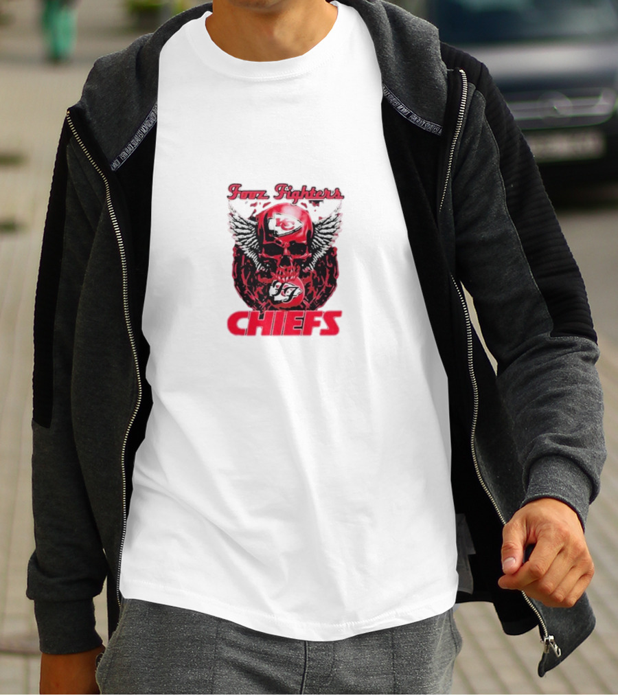 Fooz Fighters Kansas City Chiefs Skull Wings T-Shirt