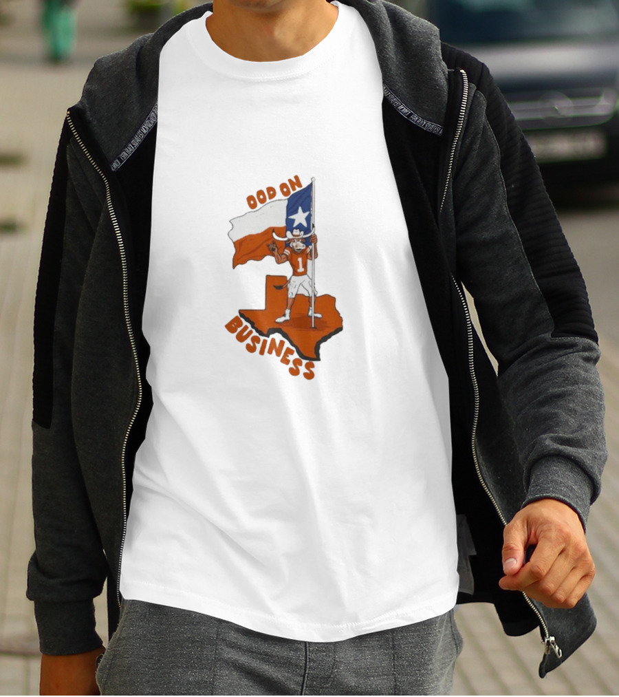Texas Longhorn Stood On Business Texas Flag Football Player T-Shirt