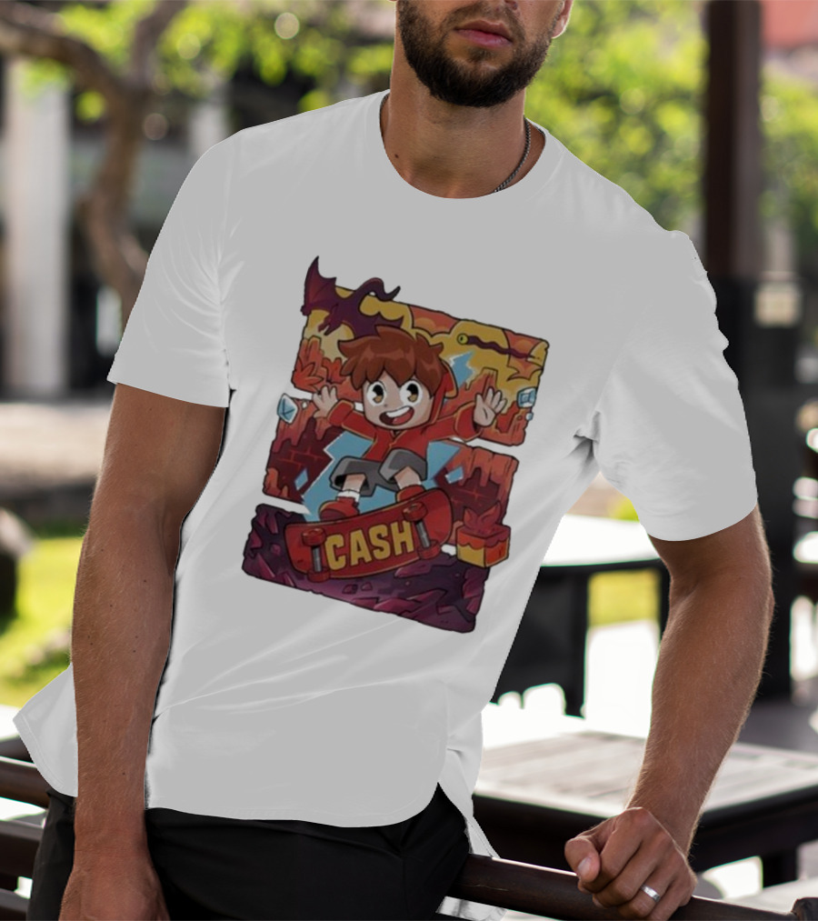 Cash Red Hot Skateboarder Adventure With Dragon And Gems T-Shirt