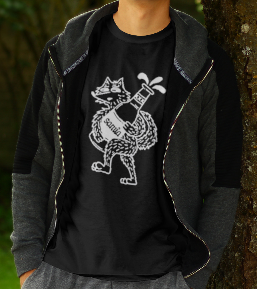 Drunk Wolf Sanmig Beer Bottle Character T-Shirt