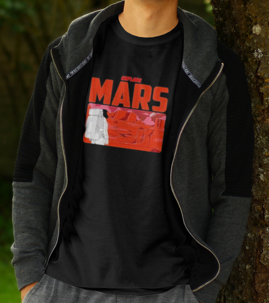 Explore Mars Astronaut Adventure Red Landscape T-Shirt