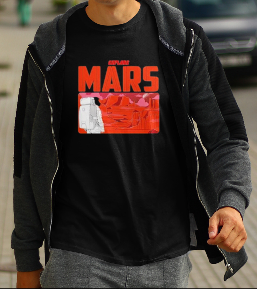 Explore Mars Astronaut Adventure Red Landscape T-Shirt