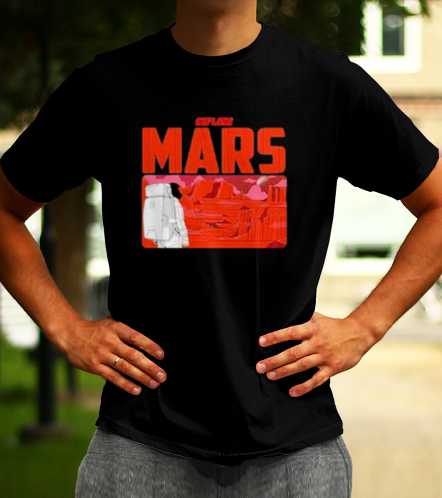 Explore Mars Astronaut Adventure Red Landscape T-Shirt
