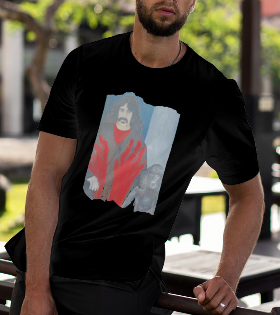 Jackey Neyman Jones Frank Zappa The Master Mashup With Red Hand Prints T-Shirt