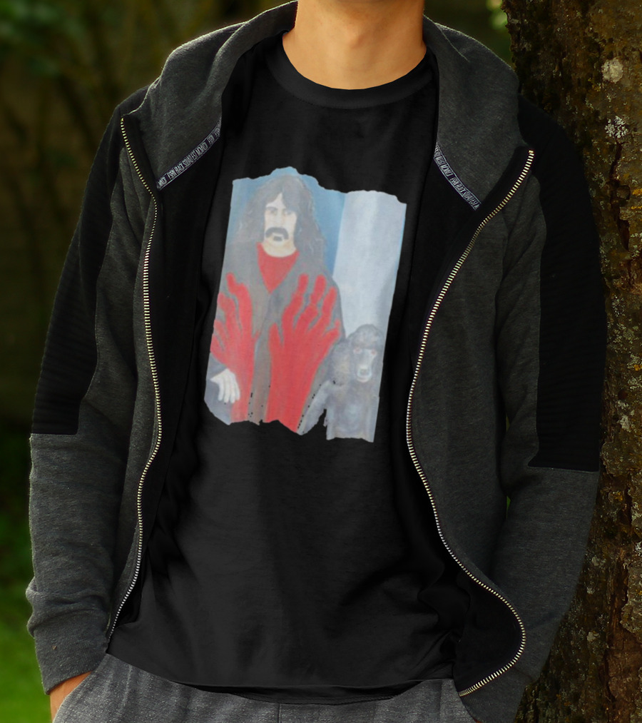 Jackey Neyman Jones Frank Zappa The Master Mashup With Red Hand Prints T-Shirt