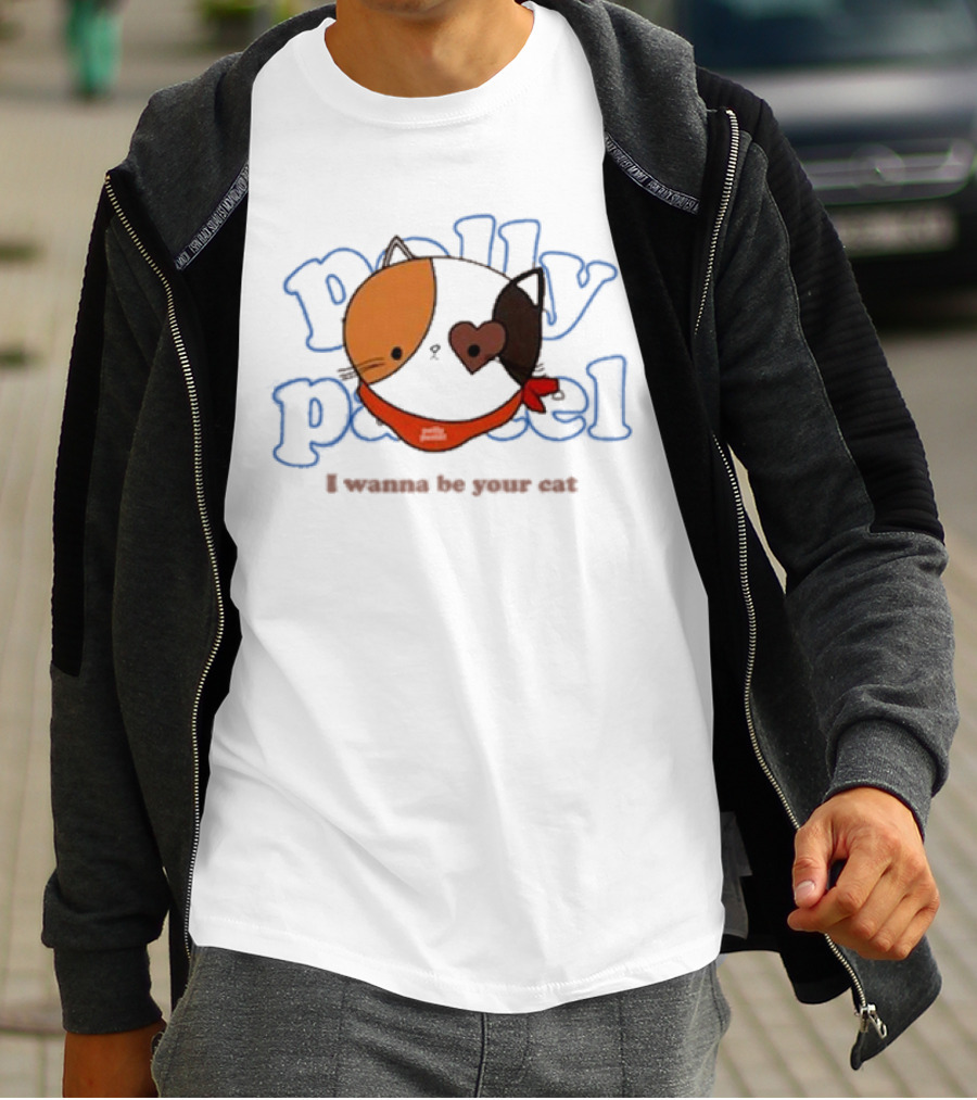 Polly Pastel I Wanna Be Your Cat With Heart-Eyed Kitten Wearing Bandana T-Shirt