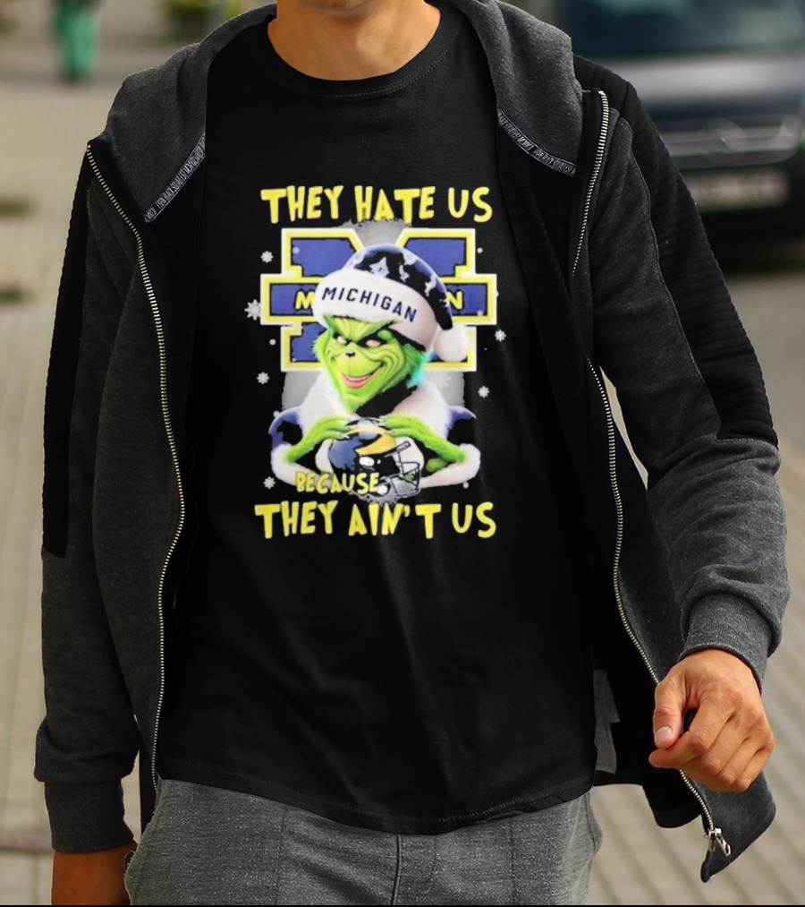 They Hate Us Because They Ain't Us Santa Grinch Michigan Wolverines T-Shirt